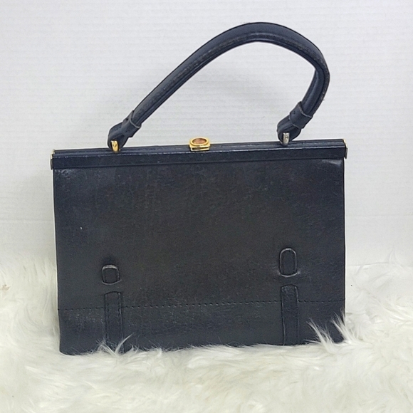 ×MODELL VINTAGE GOLD PFEIL Black Leather Purse‎ - Picture 1 of 12